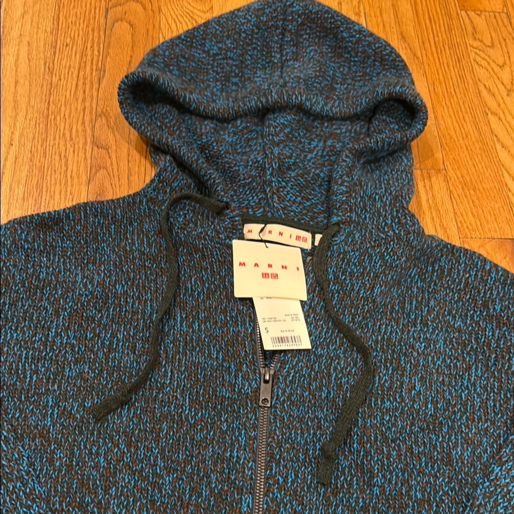 UNIQLO MARNI Mix Color Yarn Oversized Chunky Knit Full Zip Hoodie Medium - Picture 3 of 5